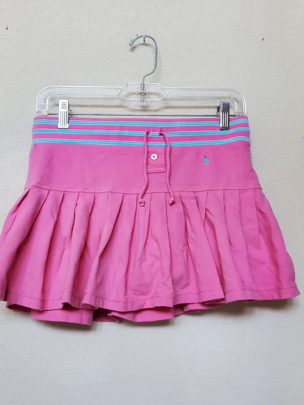 Ralph Lauren Pink Pleated Tennis Skirt with Striped Waistband.  Size 16